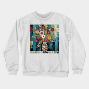 Colorful Flowers in a Decorative Geometric Vase Crewneck Sweatshirt